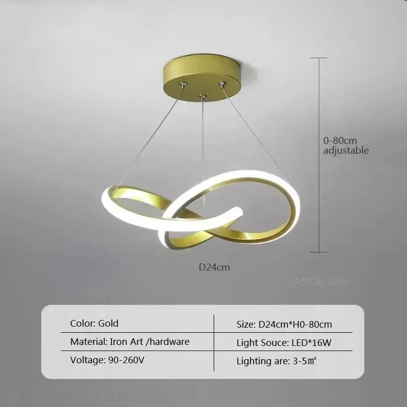 Modern LED Pendant Light With Irregular Streamlined Design Creative Small Hanging Light For Bedrooms Dining Rooms Study Rooms