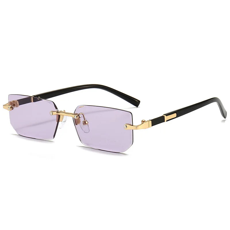 Popular Women Men Shades Oval Sun Glasses for Woman Man Summer Traveling UV400 Rimless Sunglasses Round Fashion Gafas De Sol