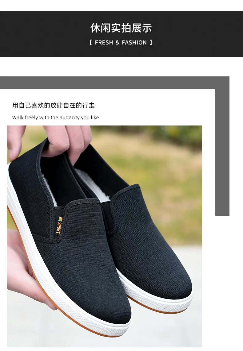 Men Canvas Shoe Casual Sneaker for MenLight Slip-on Vulcanized Comfortable Male Flats Loafers New Black Trainers Zapatos Hombre