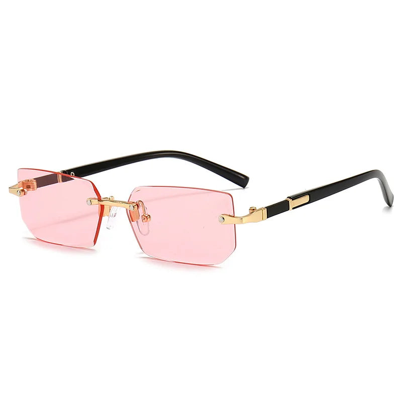 Popular Women Men Shades Oval Sun Glasses for Woman Man Summer Traveling UV400 Rimless Sunglasses Round Fashion Gafas De Sol
