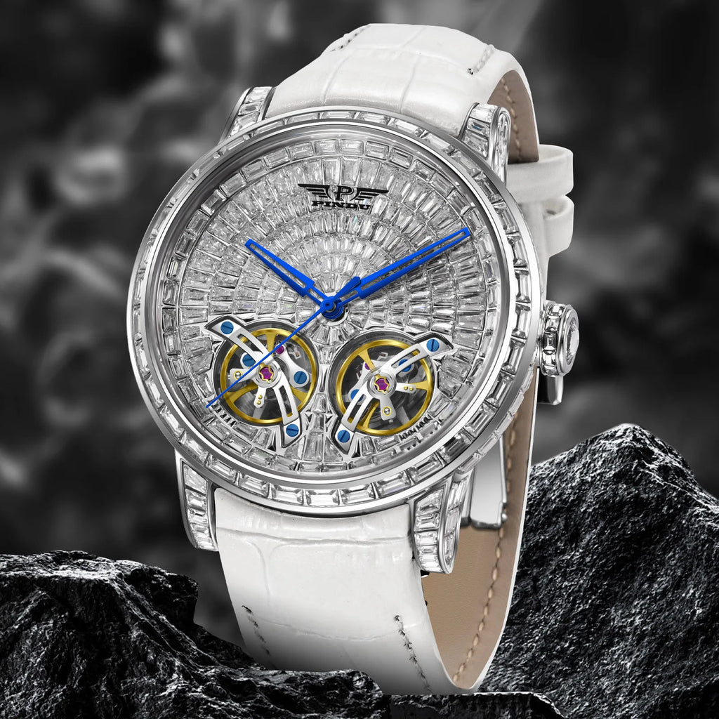 2026 PINDU Design New Double Flying Wheel Mechanical Watch Men Top Luxury Watch Sapphire Glass Waterproof Diamond Watch Leather