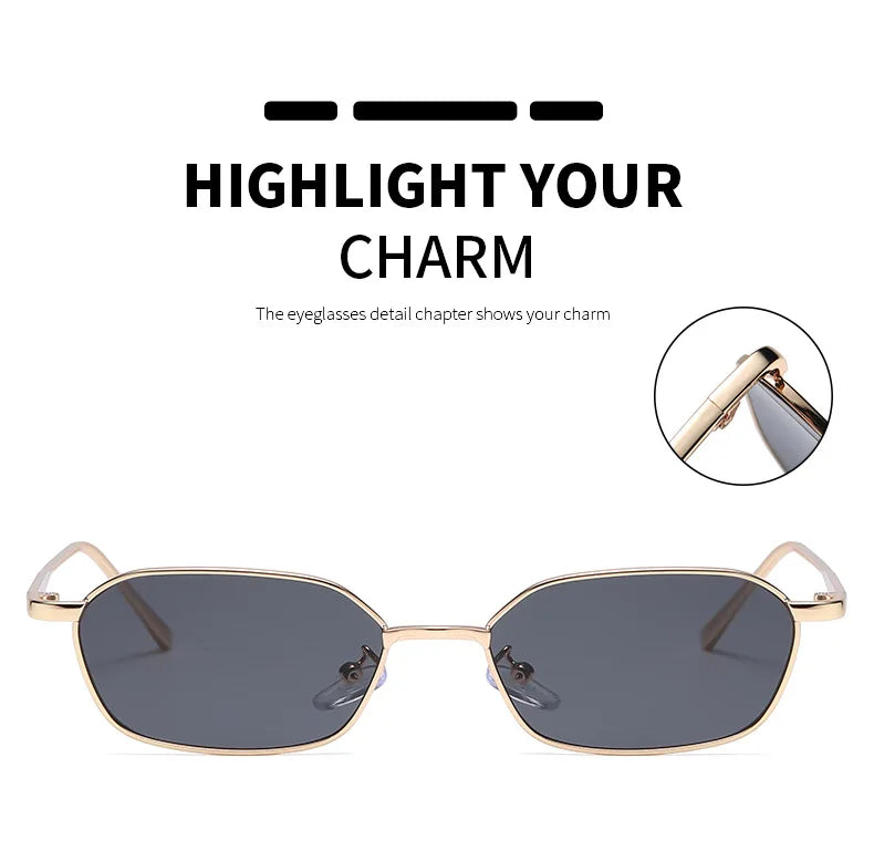 Fashion Small Rectangle Sunglasses Men Women Vintage Square Driving Sun Glasses Luxury Brand Metal Frame Eyewear Gafas De Sol