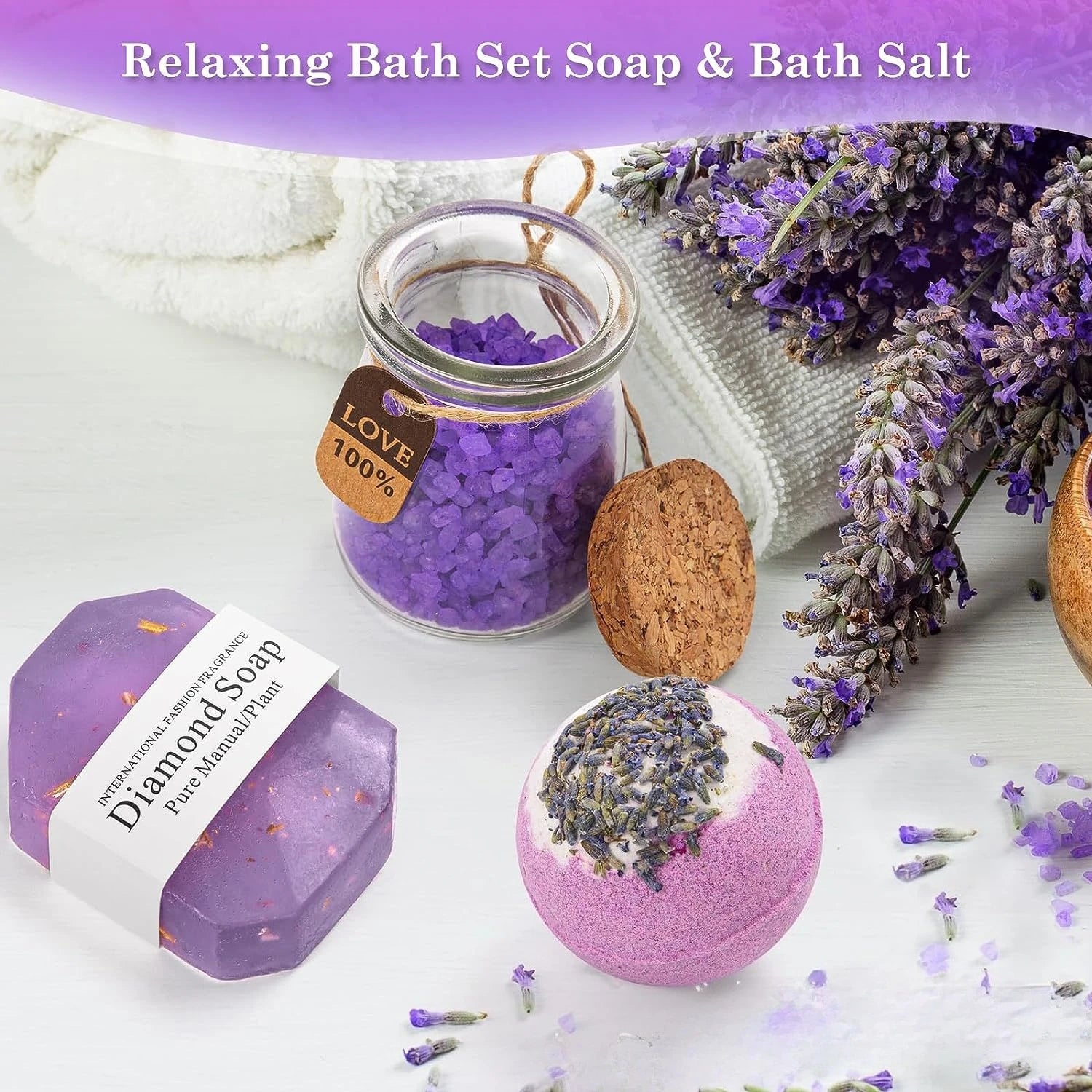Gifts for Ladies ,Mom, Wife,Girlfriend, Sister-Happy Birthday,Christmas,Valentine's Day,Mothers Day-Lavender Spa Gift Basket Set