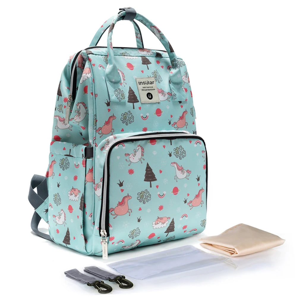 INSULAR Maternity Organizer Mummy Bag Nappy Backpack Travel Hanging Stroller Diaper Bag for Baby Care - Mom's Essentials