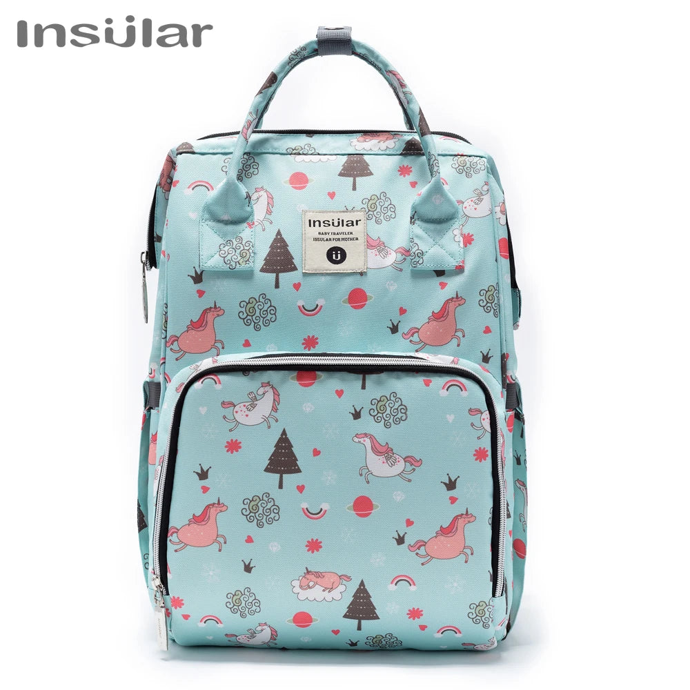 INSULAR Maternity Organizer Mummy Bag Nappy Backpack Travel Hanging Stroller Diaper Bag for Baby Care - Mom's Essentials