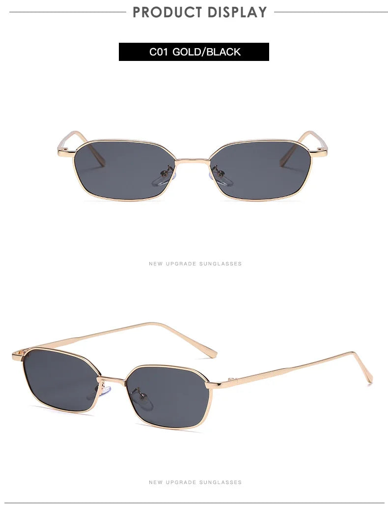Fashion Small Rectangle Sunglasses Men Women Vintage Square Driving Sun Glasses Luxury Brand Metal Frame Eyewear Gafas De Sol
