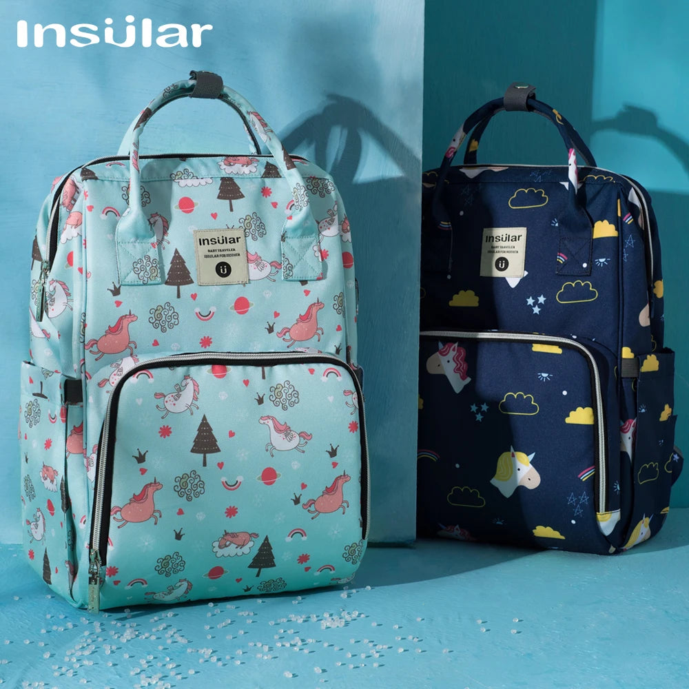 INSULAR Maternity Organizer Mummy Bag Nappy Backpack Travel Hanging Stroller Diaper Bag for Baby Care - Mom's Essentials