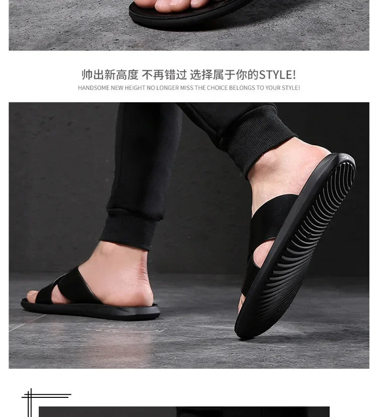 Sandals for Men Slippers Genuine Leather Luxury Brand Fashion  Men Flats Casual Non-slip Beach Sandalia Zapatos Hombre 2026