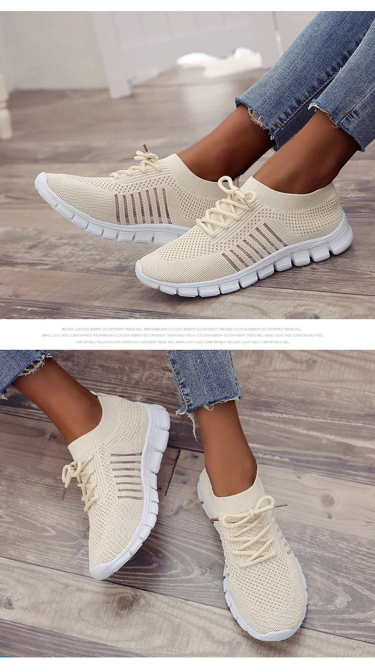 Zapatillas Mujer 2025 Trendy Mesh Platform Sneakers Socks Shoes Tenis Breathable Socofy Casual Sports Shoes Women Flats 1684