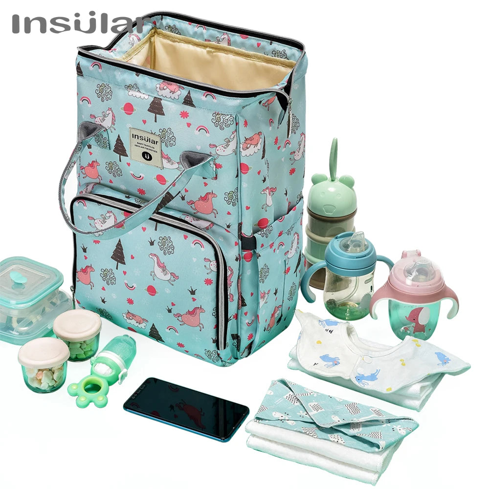 INSULAR Maternity Organizer Mummy Bag Nappy Backpack Travel Hanging Stroller Diaper Bag for Baby Care - Mom's Essentials