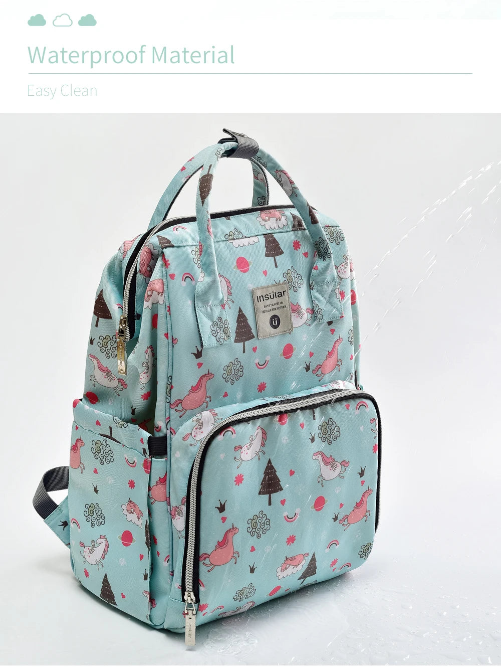 INSULAR Maternity Organizer Mummy Bag Nappy Backpack Travel Hanging Stroller Diaper Bag for Baby Care - Mom's Essentials