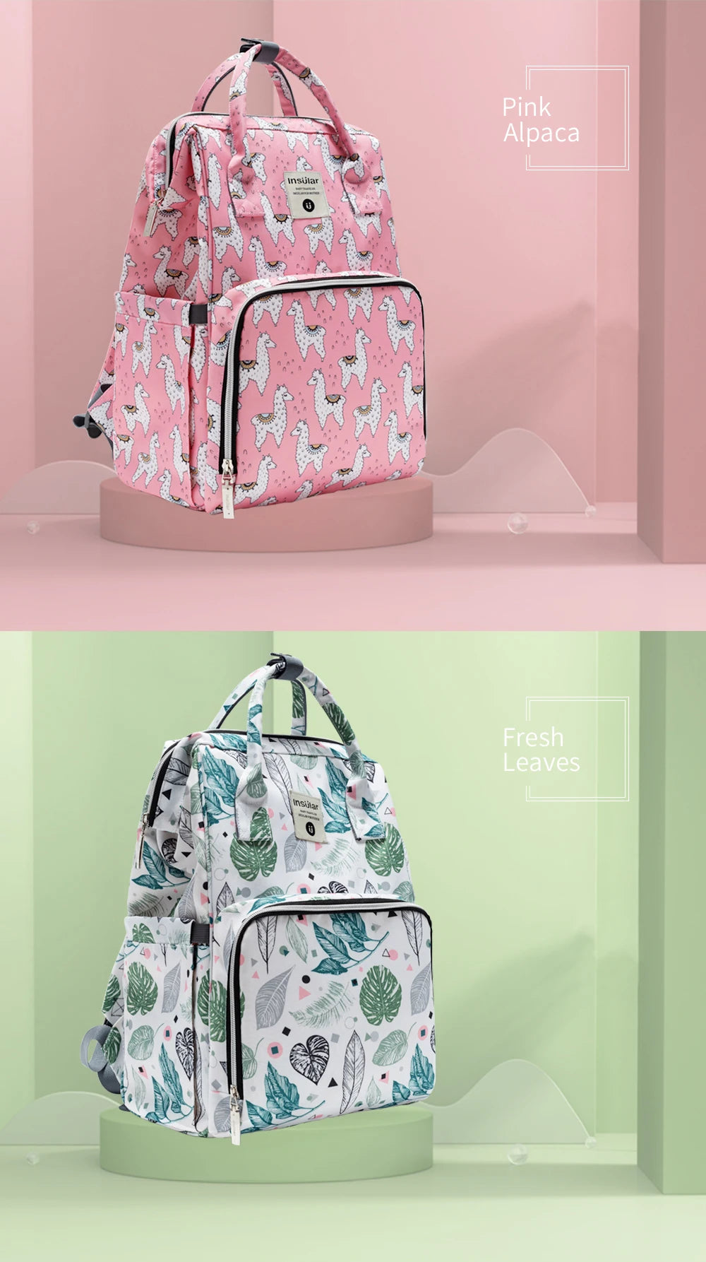 INSULAR Maternity Organizer Mummy Bag Nappy Backpack Travel Hanging Stroller Diaper Bag for Baby Care - Mom's Essentials