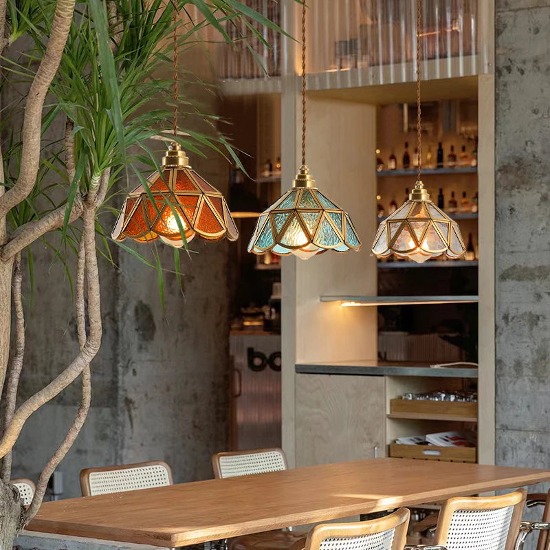 IWHD Nordic Colorful Glass LED Pendant Light Fixtures Cafe Loft Bedside Living Dining Room Bar Vintage Brass Hanglamp luminaire