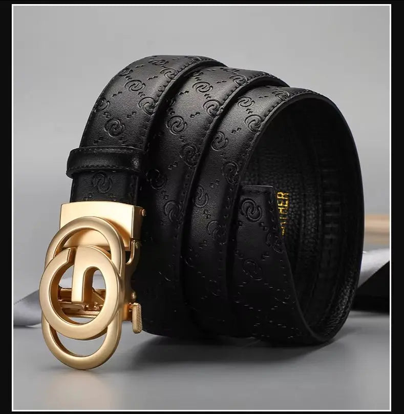 Luxury Men's Belt, Automatic Buckle Belt for Men, High Quality Genuine Leather Belt Printed Design Men's Business Belt Men