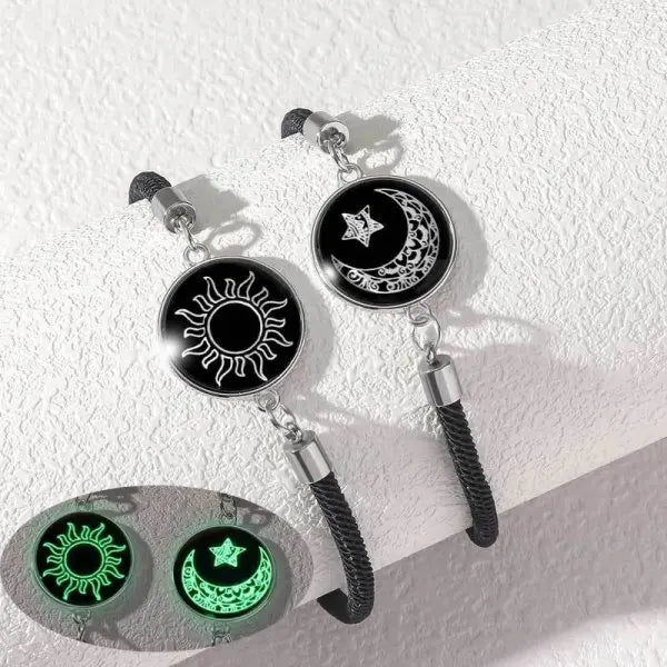 Romantic Luminous Sun Moon Couple Bracelets for Women Men Handmade Braided Rope Matching Bracelet Charms Lover  Jewelry Gifts