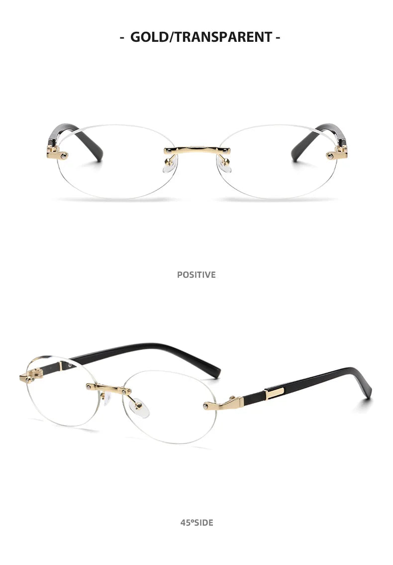 Popular Women Men Shades Oval Sun Glasses for Woman Man Summer Traveling UV400 Rimless Sunglasses Round Fashion Gafas De Sol