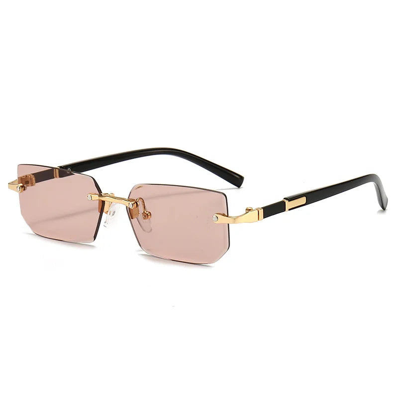 Popular Women Men Shades Oval Sun Glasses for Woman Man Summer Traveling UV400 Rimless Sunglasses Round Fashion Gafas De Sol