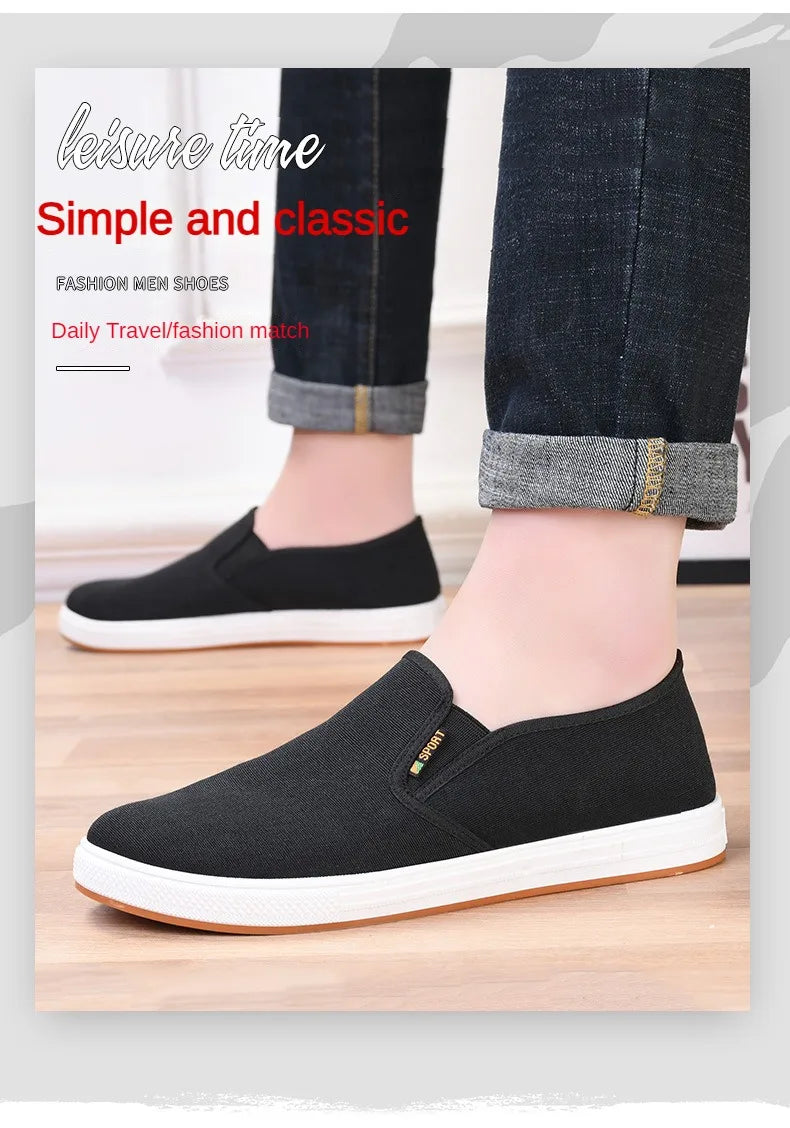 Men Canvas Shoe Casual Sneaker for MenLight Slip-on Vulcanized Comfortable Male Flats Loafers New Black Trainers Zapatos Hombre