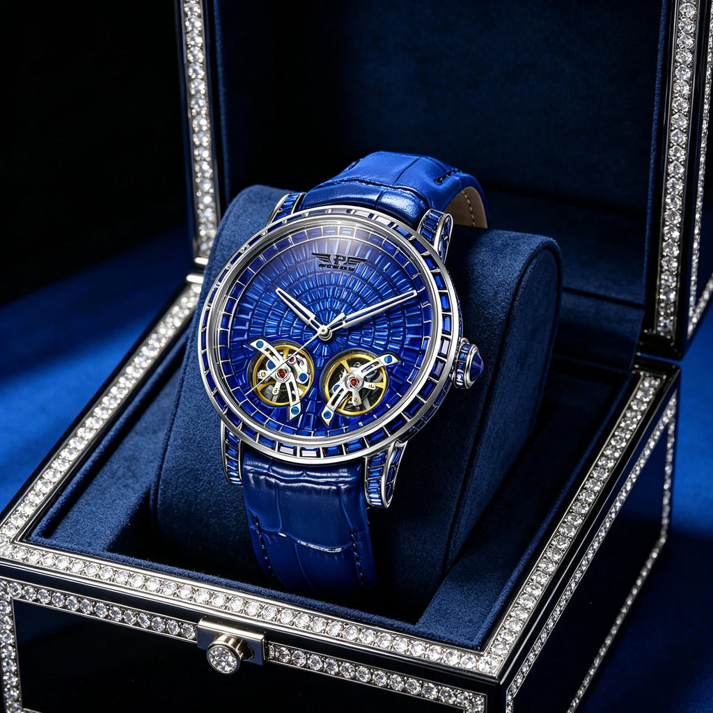 2026 PINDU Design New Double Flying Wheel Mechanical Watch Men Top Luxury Watch Sapphire Glass Waterproof Diamond Watch Leather