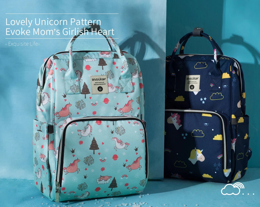 INSULAR Maternity Organizer Mummy Bag Nappy Backpack Travel Hanging Stroller Diaper Bag for Baby Care - Mom's Essentials