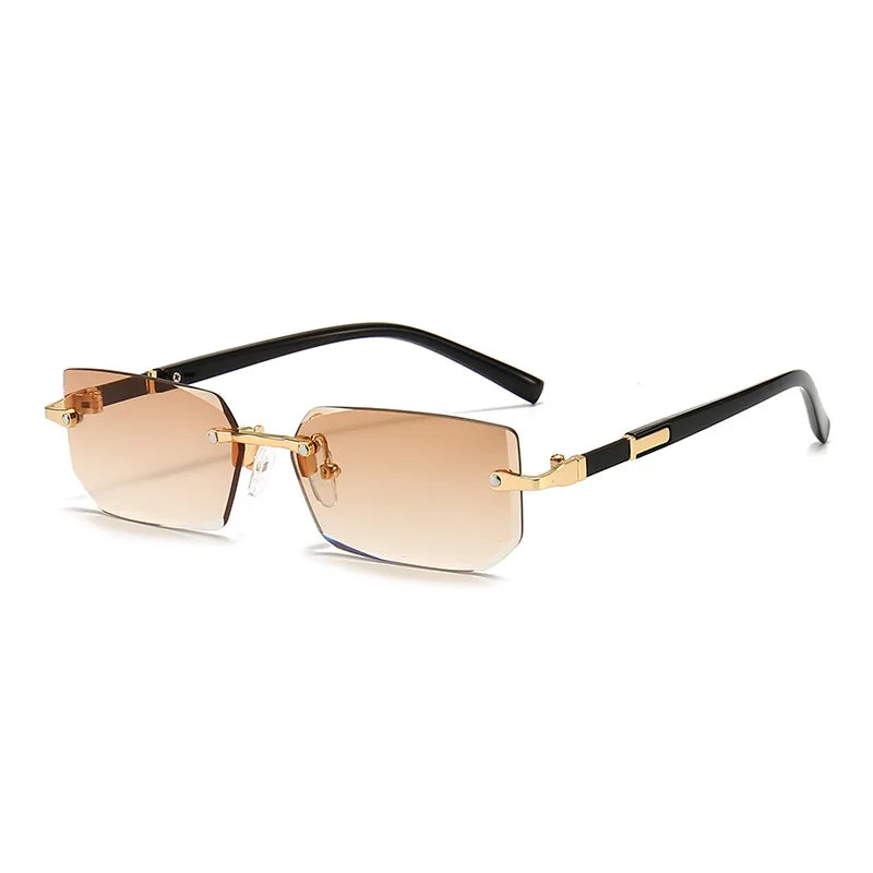 Popular Women Men Shades Oval Sun Glasses for Woman Man Summer Traveling UV400 Rimless Sunglasses Round Fashion Gafas De Sol