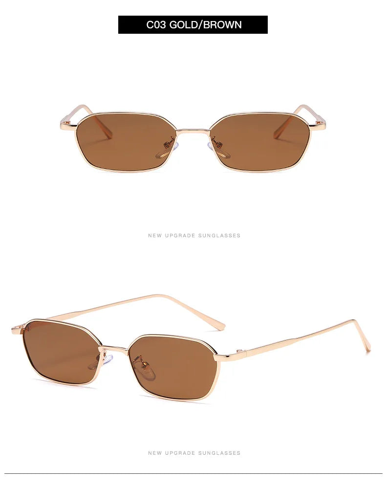 Fashion Small Rectangle Sunglasses Men Women Vintage Square Driving Sun Glasses Luxury Brand Metal Frame Eyewear Gafas De Sol