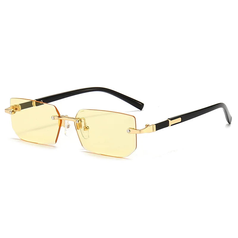 Popular Women Men Shades Oval Sun Glasses for Woman Man Summer Traveling UV400 Rimless Sunglasses Round Fashion Gafas De Sol