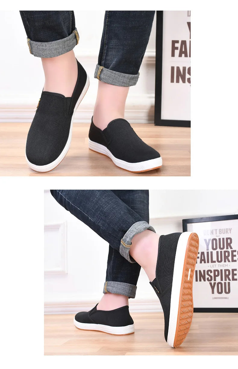 Men Canvas Shoe Casual Sneaker for MenLight Slip-on Vulcanized Comfortable Male Flats Loafers New Black Trainers Zapatos Hombre