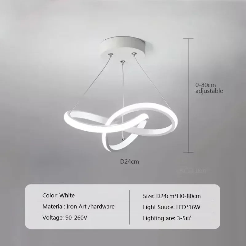 Modern LED Pendant Light With Irregular Streamlined Design Creative Small Hanging Light For Bedrooms Dining Rooms Study Rooms