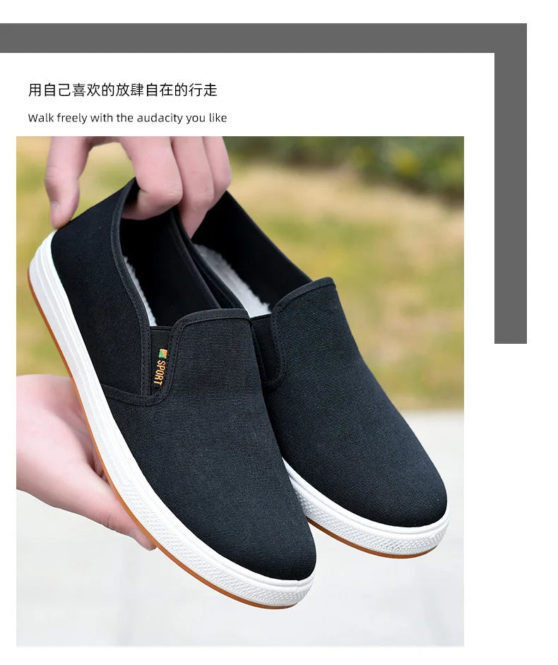 Men Canvas Shoe Casual Sneaker for MenLight Slip-on Vulcanized Comfortable Male Flats Loafers New Black Trainers Zapatos Hombre