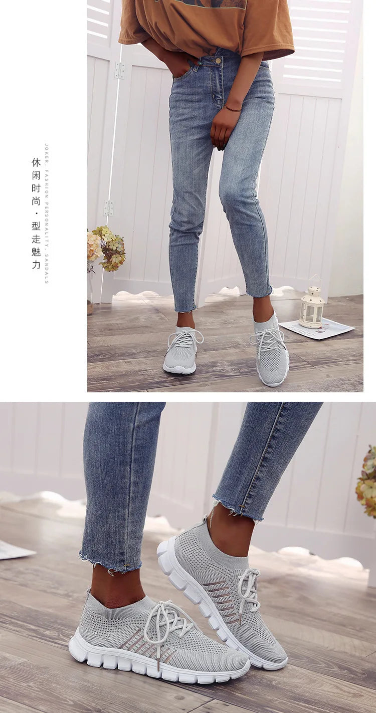 Zapatillas Mujer 2025 Trendy Mesh Platform Sneakers Socks Shoes Tenis Breathable Socofy Casual Sports Shoes Women Flats 1684