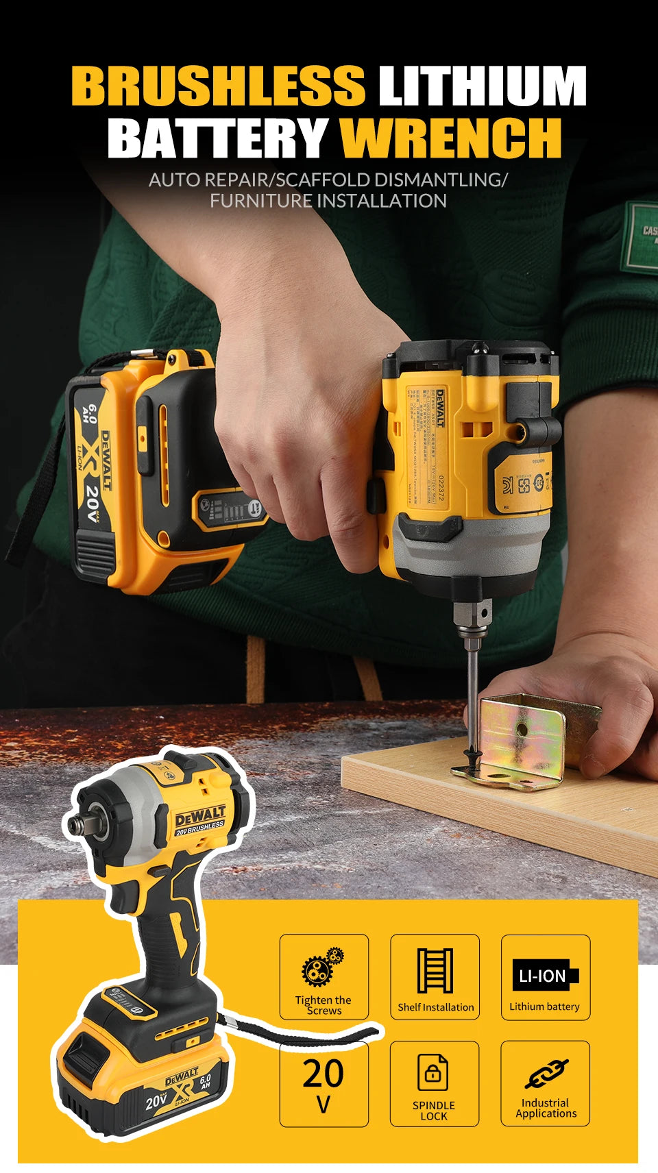 DeWalt Dcd805 Dcf850 DWBAG Lithium Brushless Motor Screwdriver Electric Screwdriver Electric Hand Drill Impact Drill